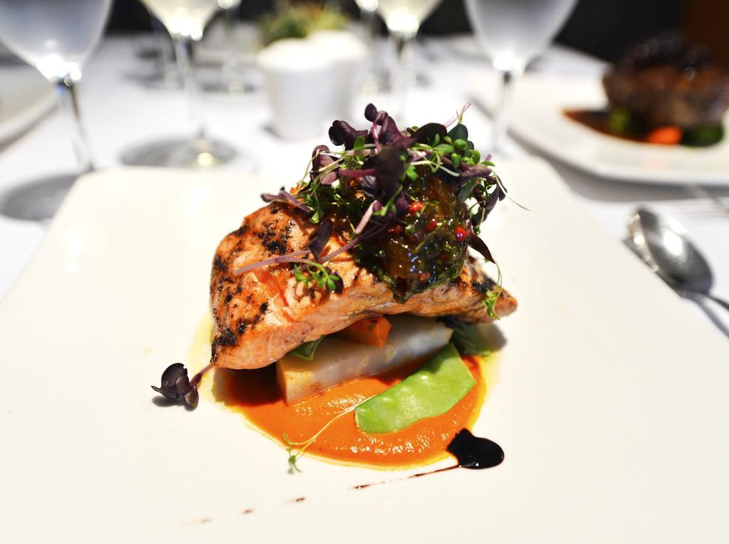 Fortina Spa Resort Sliema Bagian luar foto Salmon prepared at the restaurant